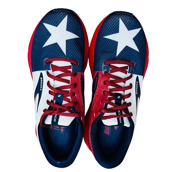 Brooks Trace 2 Run Womens White Red Blue Mesh Texas Collection Shoes Sz 7.5 - Picture 5 of 10